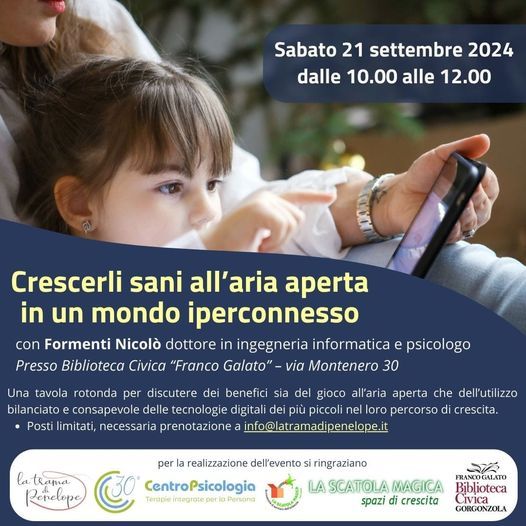 Sabato 21 settembre 2024 vi aspetto per una mattinata dedicata ai più piccoli (0-3 anni) e alle loro famiglie! presso la Biblioteca Civica “Franco Galato” – via Montenero 30, dalle 10.00 alle 12.00. Evento a cura della Cooperativa Sociale Onlus La Scatola Magica parte del programma "Il tempo dei bambini e delle bambine 2024"